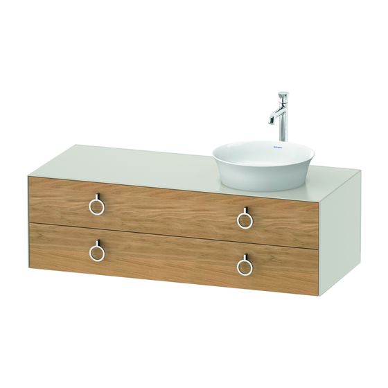 Duravit White Tulip Konsolen-WTU wandh 550x1300x408mm R/M mit KSP Eiche Natur massiv Matt/Nordic Weiß SDM Griff 2 Schubk