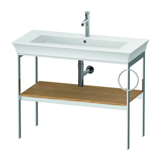 Duravit White Tulip Metallkonsole 450x984x760mm, Eiche Natur Massiv, 1 Ablagefläche/Handtuchhalter, Integrierter Höhenausgleich