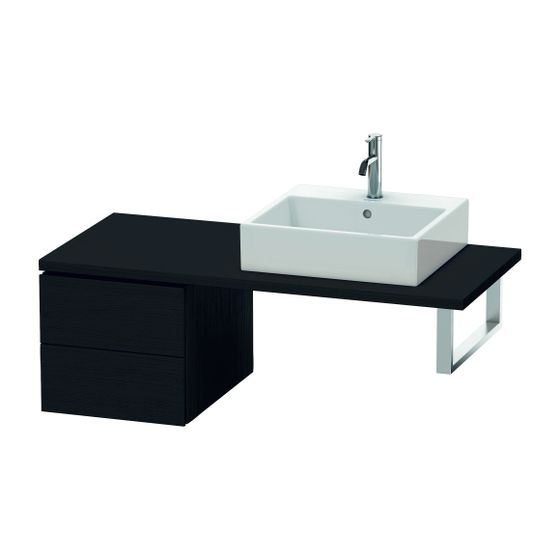 Duravit L-Cube Unterschrank für Konsole Echtholzfurnier, 547x420x400mm mittig, mit KSP, Eiche Mattschwarz, 2 SK
