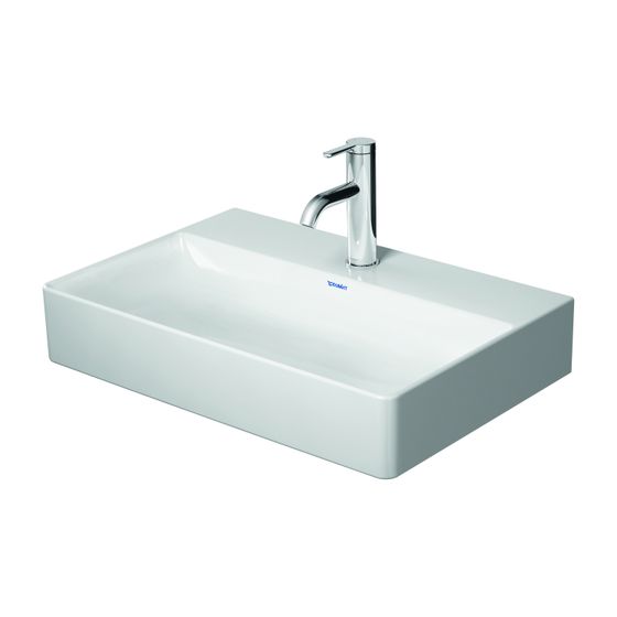 Duravit DuraSquare Waschtisch 400x600x145mm Compact WonderGliss Weiß Hochglanz, Rechteckig, 1 WP mittig, ohne ÜL