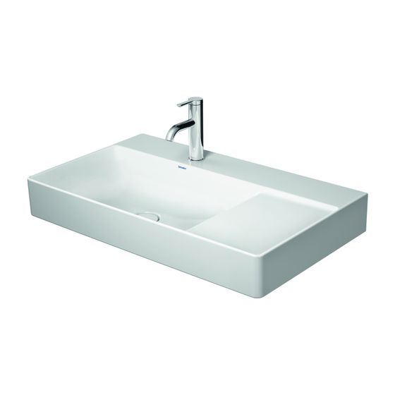 Duravit DuraSquare Waschtisch 470x800x145mm, WonderGliss, Weiß Hochglanz, Rechteckig, 1 WP L, ohne ÜL, o.HL, geschliffen