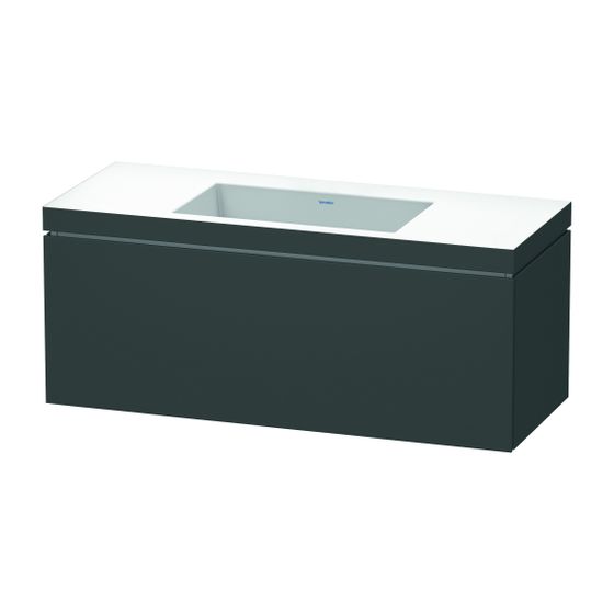 Duravit L-Cube Waschtisch-Set C-bonded wh Dekor 480x1200x500mm Graphit Matt/ Grifflos 1 Auszug o.HL mit Möbel-WT
