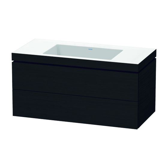 Duravit L-Cube Waschtisch-Set C-bonded wh Dekor, 480x1000x500mm Eiche Mattschwarz, Grifflos, 2 SK, o.HL, mit Möbel-WT