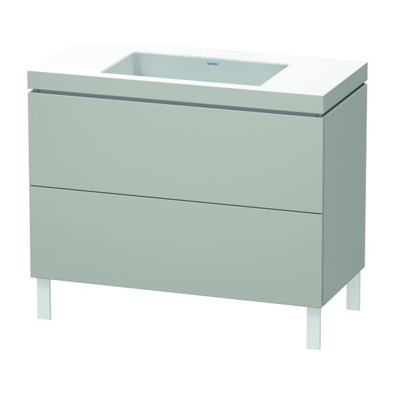 Duravit L-Cube Waschtisch-Set C-bonded bodenst. Dekor 480x1000x698mm Betongrau Matt/ Grifflos 2 Auszüge o.HL mit Möbel-WT