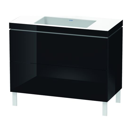 Duravit L-Cube Waschtisch-Set C-bonded bodenst. Dekor, 480x1000x698mm Schwarz HG, Grifflos, 2 Auszüge, o.HL, mit Möbel-WT