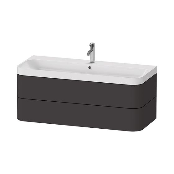 Duravit Happy D.2 Waschtisch-Set C-shaped wh Lack, 490x1175x480mm, Taupe SM, 2 Schubkästen, Grifflos, 1 HL, HP4349O83830000