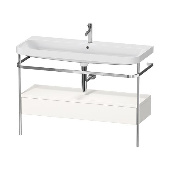 Duravit Happy D.2 Waschtisch-Set C-shaped Metallkonsole, SK Dekor, 490x1175x850mm, Weiß SM, 1 Schubkasten, Grifflos, 2 HL