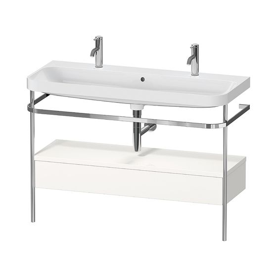 Duravit Happy D.2 Waschtisch-Set C-shaped Metallkonsole, SK Dekor, 490x1175x850mm, Weiß SM, 1 SK, Grifflos, 1 HL, 2 WP