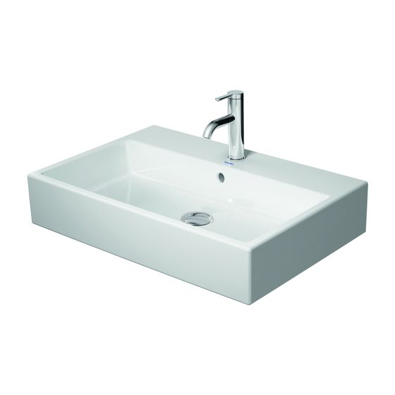Duravit Vero Air Waschtisch 470x700x165mm wh Weiß Hochglanz, Rechteckig, WonderGliss, 1 Waschplatz mittig, 1 HL mittig, mit ÜL