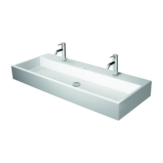 Duravit Vero Air Waschtisch 470x1200x165mm wandh. Weiß Hochglanz, Rechteckig, WonderGliss, 2 Waschplätze mittig, 1 HL L, ohne ÜL