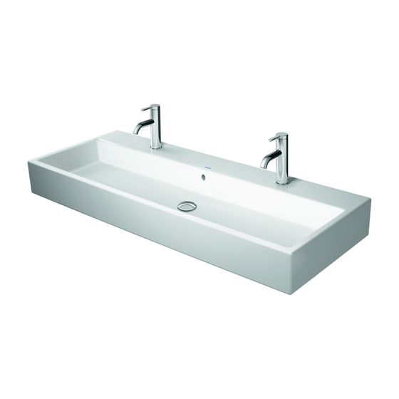 Duravit Vero Air Waschtisch 470x1200x165mm wandh. Weiß Hochglanz, Rechteckig, WonderGliss, 2 WP mittig, 1 HL L, mit ÜL, geschl.