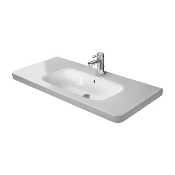 Duravit DuraStyle Waschtisch 480x1000x170mm, Weiß Hochglanz, Rechteckig, 1 Waschplatz/HL mittig, mit Überlauf