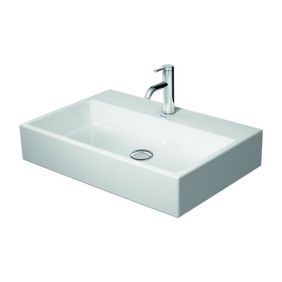 Duravit Vero Air Waschtisch 470x700x165mm wh Weiß Hochglanz, Rechteckig, WonderGliss, 1 Waschplatz mittig, 1 HL mittig, ohne ÜL