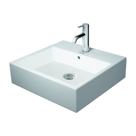 Duravit Vero Air Aufsatzbecken 500mm, Weiß Hochglanz, WonderGliss, Rechteckig, mit HLB, mit Überlauf, RW glasiert, 1 HL