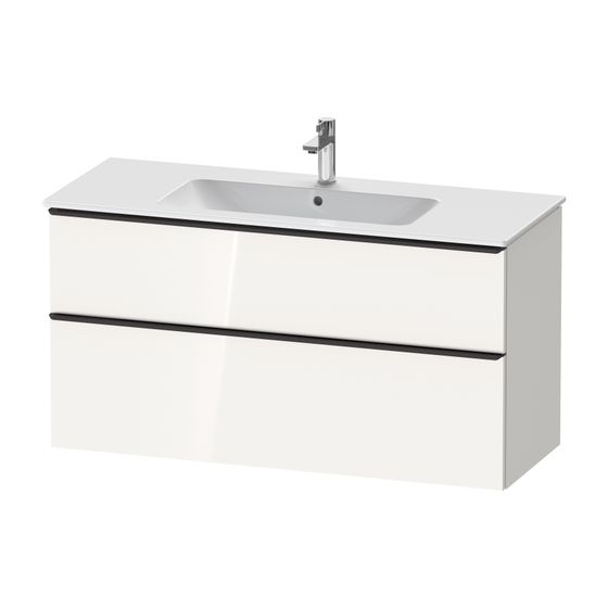 Duravit D-Neo Waschtischunterbau wandh. 462x1210x625mm Nussbaum dunkel Matt, Griff Diamantschwarz, 1 Auszug/Schubkasten
