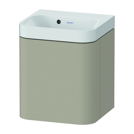 Duravit Happy D.2 Waschtisch-Set C-shaped wh Dekor, 360x400x480mm Taupe Seidenmatt, Grifflos, 1 Tür L, o.HL, mit Möbel-WT