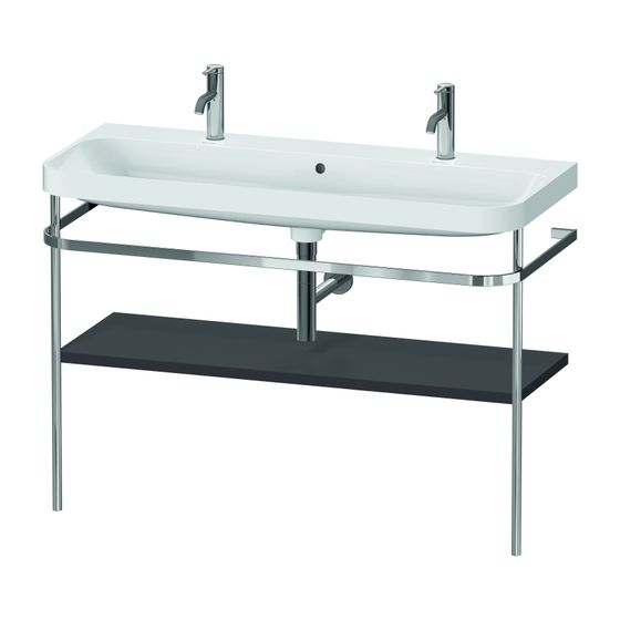 Duravit Happy D.2 Waschtisch-Set C-shaped Metallkonsole 490x1175x850mm, Graphit SM, mit Überlauf/HLB