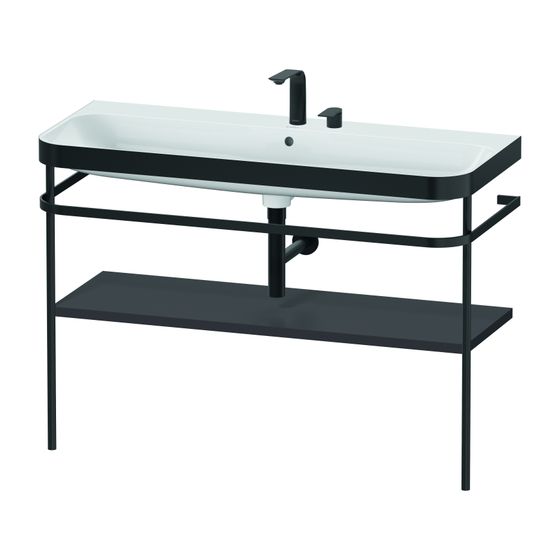 Duravit Happy D.2 Waschtisch-Set C-bonded Metallkonsole Dekor, 490x1175x850mm, Graphit SM, 2 HL, Grifflos