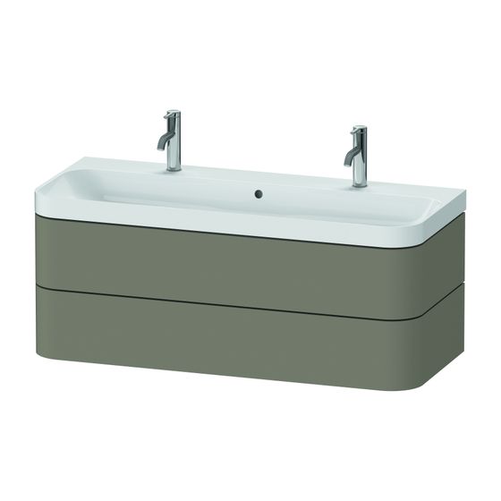 Duravit Happy D.2 Waschtisch-Set C-shaped wh Lack, 490x1175x480mm Steingrau Seidenmatt, Grifflos, 2 SK, mit Möbel-WT