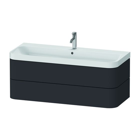 Duravit Happy D.2 Waschtisch-Set C-shaped wh Lack, 490x1175x480mm Graphit SM, Grifflos, 2 SK, 1 HL, mit Möbel-WT