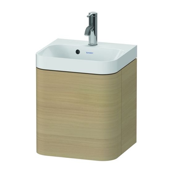 Duravit Happy D.2 Waschtisch-Set C-shaped wh Dekor, 360x400x480mm Mediterrane Eiche Matt, Grifflos, 1 Tür L, 1 HL, mit Möbel-WT