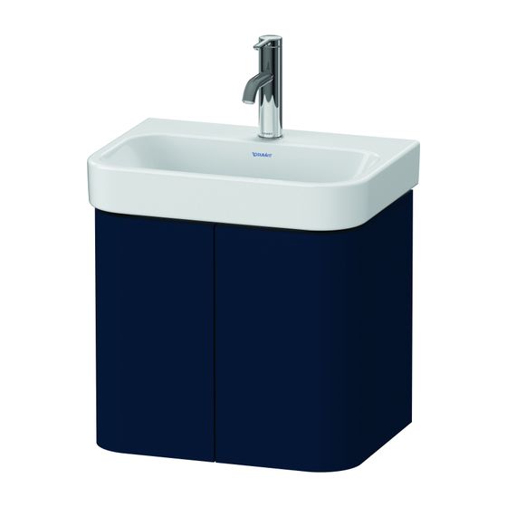 Duravit Happy D.2 Waschtischunterbau wandhäng. 350x475x415mm Nachtblau Seidenmatt, Grifflos, 2 Türen