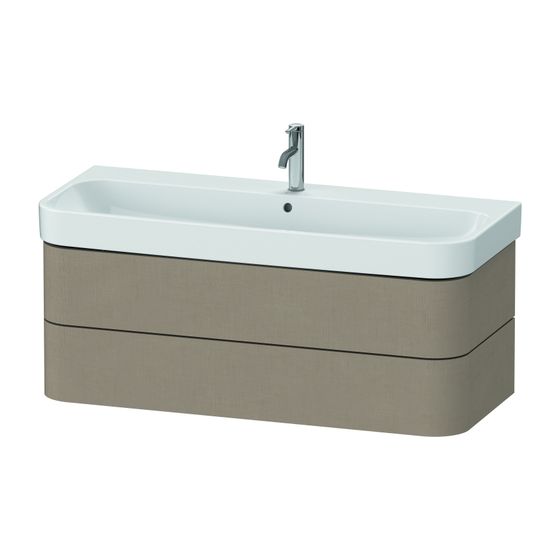 Duravit Happy D.2 Waschtischunterbau wandhäng. 490x1175x415mm Leinen Matt, Grifflos, 2 SK, Aus./Schür.