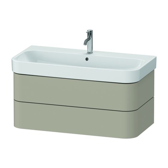Duravit Happy D.2 Waschtischunterbau wandhäng. 490x975x415mm Taupe Seidenmatt, Grifflos, 2 SK, Aus./Schür.