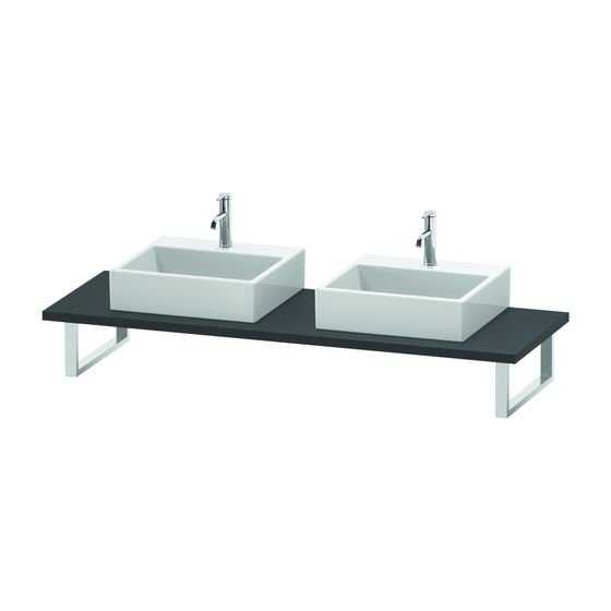 Duravit L-Cube Konsole variabel 550x800-2000x30mm, wandhäng., Graphit Matt, ohne Konsolenträger, 2 Ausschnitte/Waschplätze