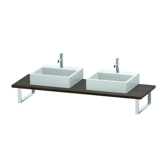 Duravit L-Cube Konsole variabel 550x800-2000x30mm wandhäng., Nusb.dunkel Matt, ohne Konsolenträger, 2 Ausschnitte/Waschplätze