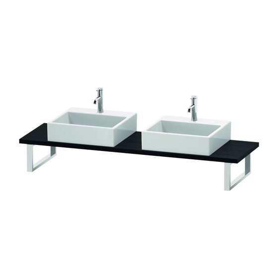 Duravit L-Cube Konsole variabel 480x800-2000x30mm, Compact Eiche Mattschwarz, ohne Konsolenträger, 2 Ausschnitte/Waschplätze