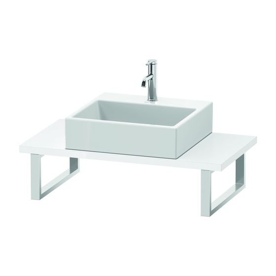 Duravit L-Cube Konsole variabel 480x800-2000x30mm, Compact Weiß HG, ohne Konsolenträger, 1 Ausschnitt/Waschplatz, LC104C08585