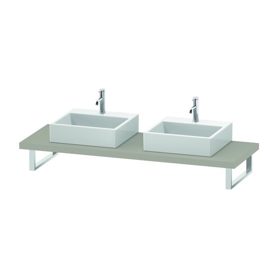 Duravit L-Cube Konsole variabel 550x800-2000x45mm, wandhäng., Taupe Matt, ohne Konsolenträger, 2 Ausschnitte/Waschplätze
