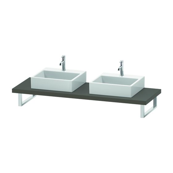 Duravit L-Cube Konsole variabel 550x800-2000x45mm wandhäng., Flanell Grau SDM, ohne Konsolenträger, 2 Ausschnitte/Waschplätze