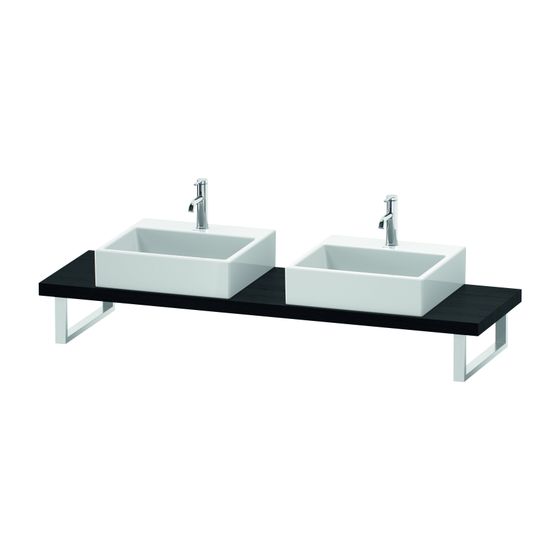 Duravit L-Cube Konsole variabel 480x800-2000x45mm, Compact Eiche Mattschwarz, ohne Konsolenträger, 2 Ausschnitte/Waschplätze