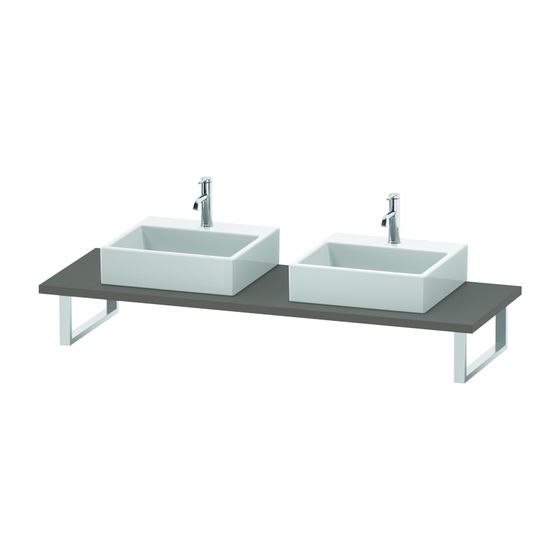 Duravit DuraStyle Konsole variabel 550x800-2000x30mm, wandhäng., Basalt Matt, ohne Konsolenträger, 2 Ausschnitte