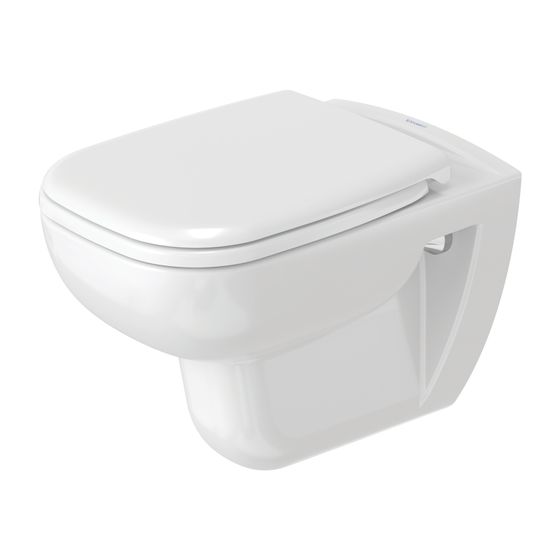 Duravit D-Code WC-Set wandh. Wand-WC, WC-Sitz, Weiß Hochglanz, Spülrand rimless, Abgang waagerecht, Spülmenge 4,5l