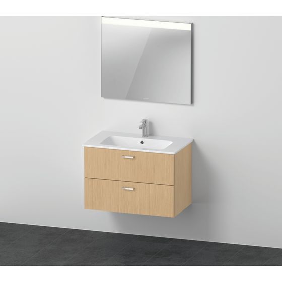 Duravit XBase Möbelwaschtisch, Waschtischunterbau, Spiegel 490x830x2000mm, 2 Schubkästen, Natur Eiche Matt, 830mm