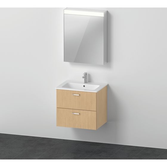 Duravit XBase Möbelwaschtisch, Waschtischunterbau, Spiegelschrank 490x630x2000mm, B, 2 SK, Natur Eiche Matt, 630mm, R