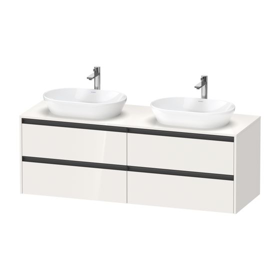 Duravit Ketho.2 Konsolenwaschtischunterbau wandh. 550x1600x568mm Taupe SM, mittig, mit KSP, Dekor, 4 SK, Griff Anthrazit