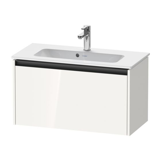 Duravit Ketho.2 Waschtischunterbau wandh. 390x810x440mm, Compact Weiß Hochglanz, Griff Anthrazit, 1 AZ, mit Dämpfung
