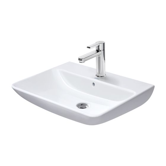 Duravit ME by Starck Waschtisch 490x650x180mm wandhäng., Weiß Hochglanz, Rechteckig, 1 Waschplatz mittig, 1 HL mittig, mit ÜL