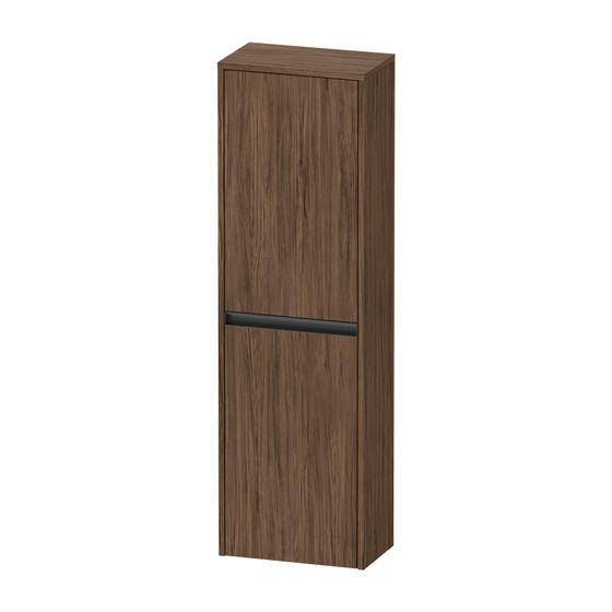 Duravit Ketho.2 Halbhochschrank Dekor 240x400x1320mm Nusb.dunkel Matt, 2 Türen link, 2 Glas-FB, 1 Holz-FB, Griff Anthrazit