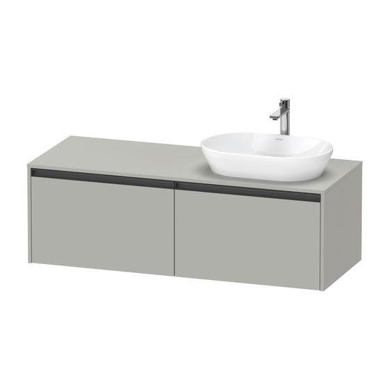 Duravit Ketho.2 Konsolen-WTU wandh. 550x1400x459mm Betongrau Matt, mittig, mit KSP, Dekor, 2 AZ Anthrazit, mit, Dämpfung