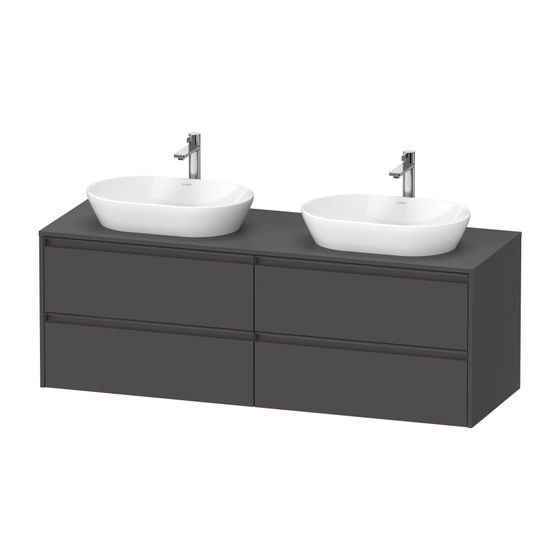 Duravit Ketho.2 Konsolenwaschtischunterbau wandh 550x1600x568mm B, Graphit Matt, mittig, mit KSP, Dekor, 4 SK, Griff Anthrazit
