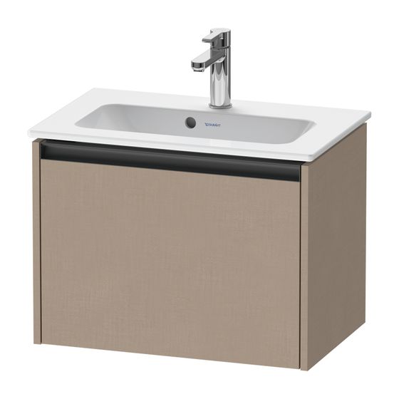 Duravit Ketho.2 Waschtischunterbau wandh. 390x610x440mm, Compact Leinen Matt, Griff Anthrazit, 1 Auszug, mit Dämpfung