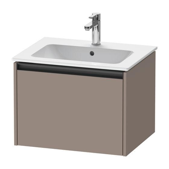 Duravit Ketho.2 Waschtischunterbau wandhäng. 480x610x440mm, Basalt Matt/ Griff Anthrazit 1 Auszug mit Dämpfung
