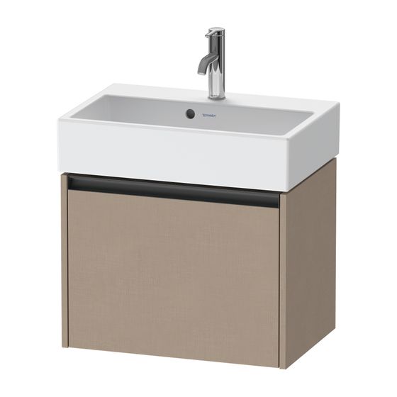 Duravit Ketho.2 Waschtischunterbau wandh. 390x584x440mm, Compact Leinen Matt, Griff Anthrazit, 1 Auszug, mit Dämpfung