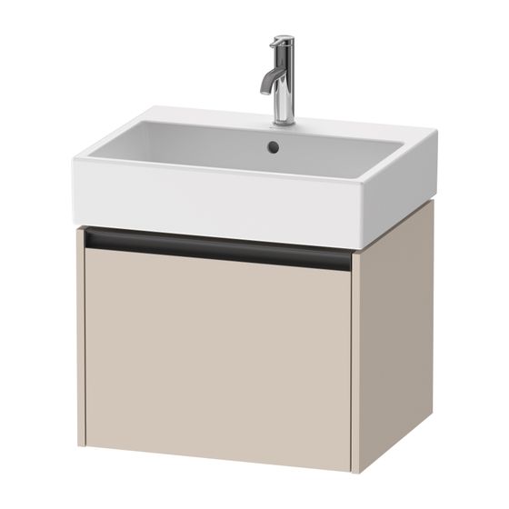 Duravit Ketho.2 Waschtischunterbau wandhäng. 460x584x440mm, Taupe Matt, Griff Anthrazit, 1 Auszug, mit Dämpfung