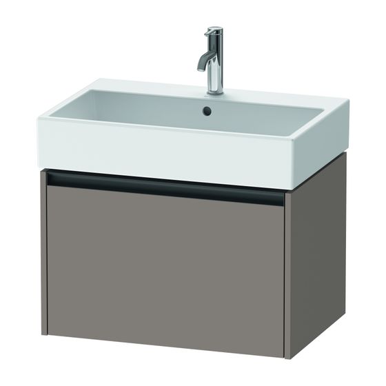 Duravit Ketho.2 Waschtischunterbau wandhäng. 460x684x440mm, Basalt Matt/ Griff Anthrazit 1 Auszug mit Dämpfung